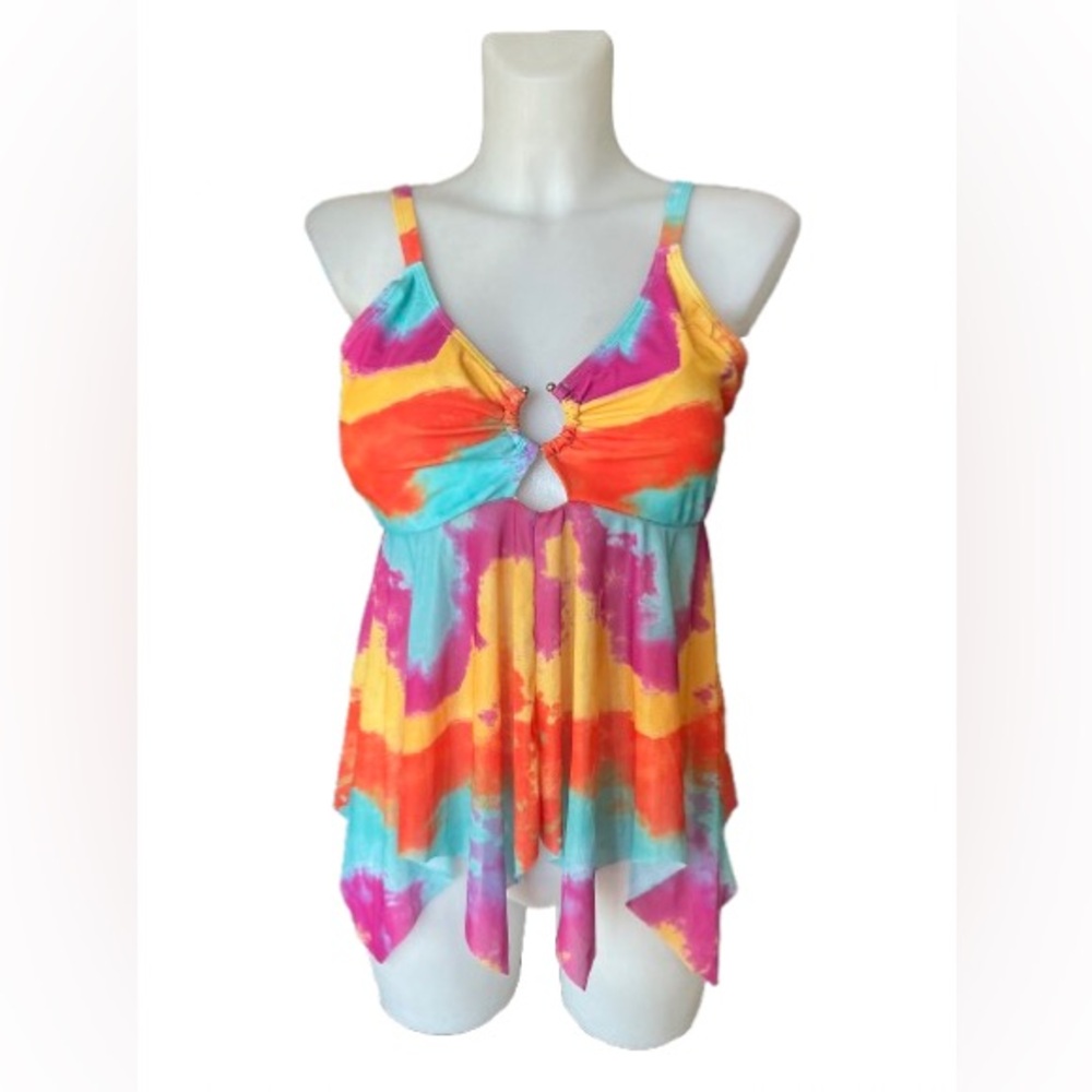 Tropical Multi-Coloured Plus Size Tankini Size 2XL